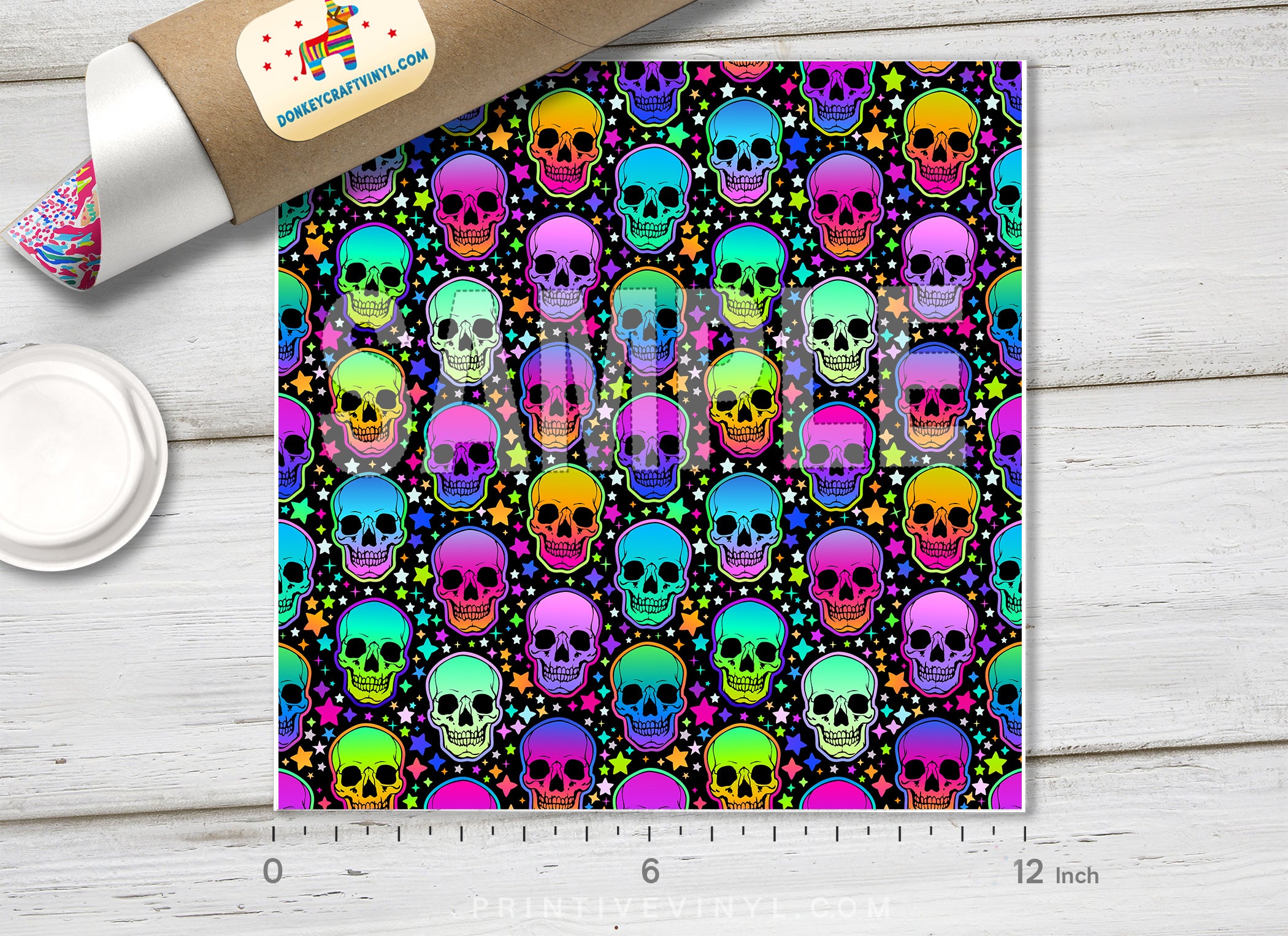 Skulls and Stars Adhesive Vinyl 1498 - Donkey Craft Vinyl