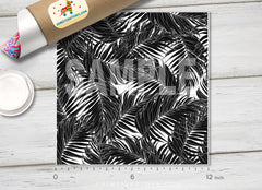 Black and White Palm Leaves Adhesive Vinyl 1320 - Donkey Craft Vinyl