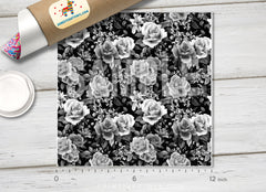 Black & White Rose Floral Adhesive Vinyl 1372 - Donkey Craft Vinyl