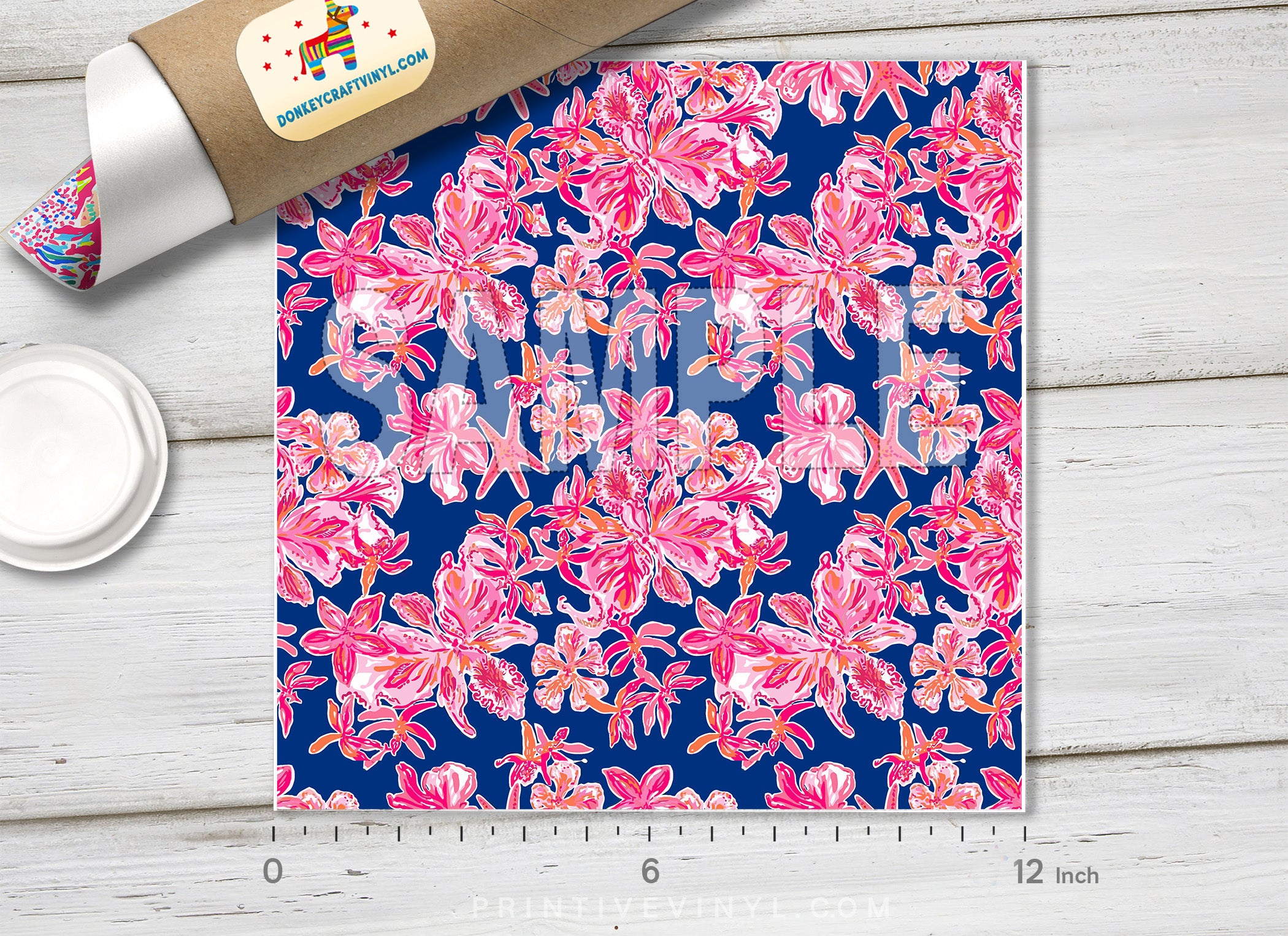 Lilly Inspired Bright Navy Via Sunny Pattern Adhesive Vinyl L076