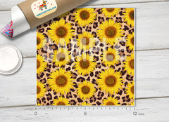 Leopard Sunflower Patterned HTV 1376