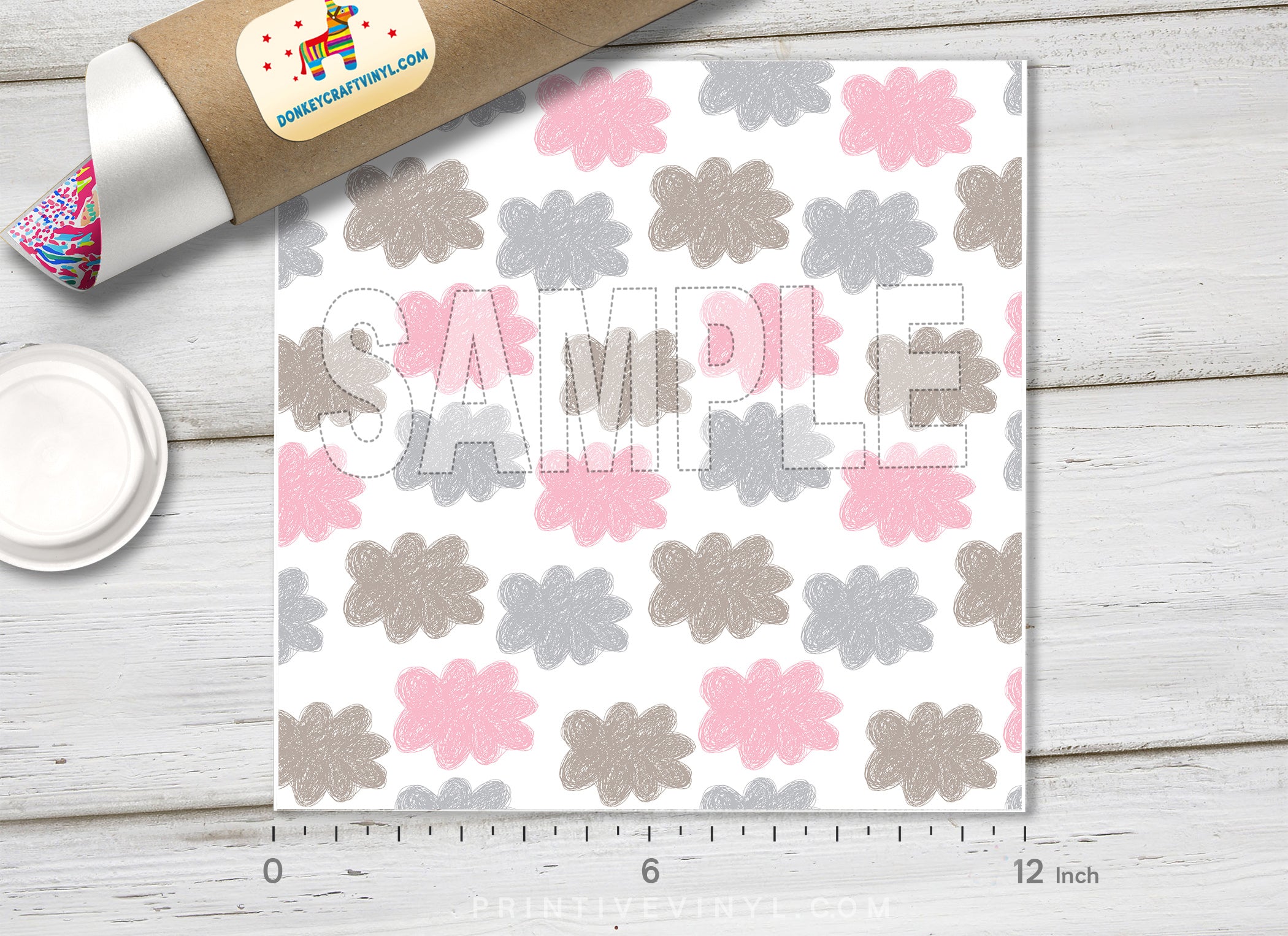Pastel Scribble Clouds Adhesive Vinyl 1349 - Donkey Craft Vinyl