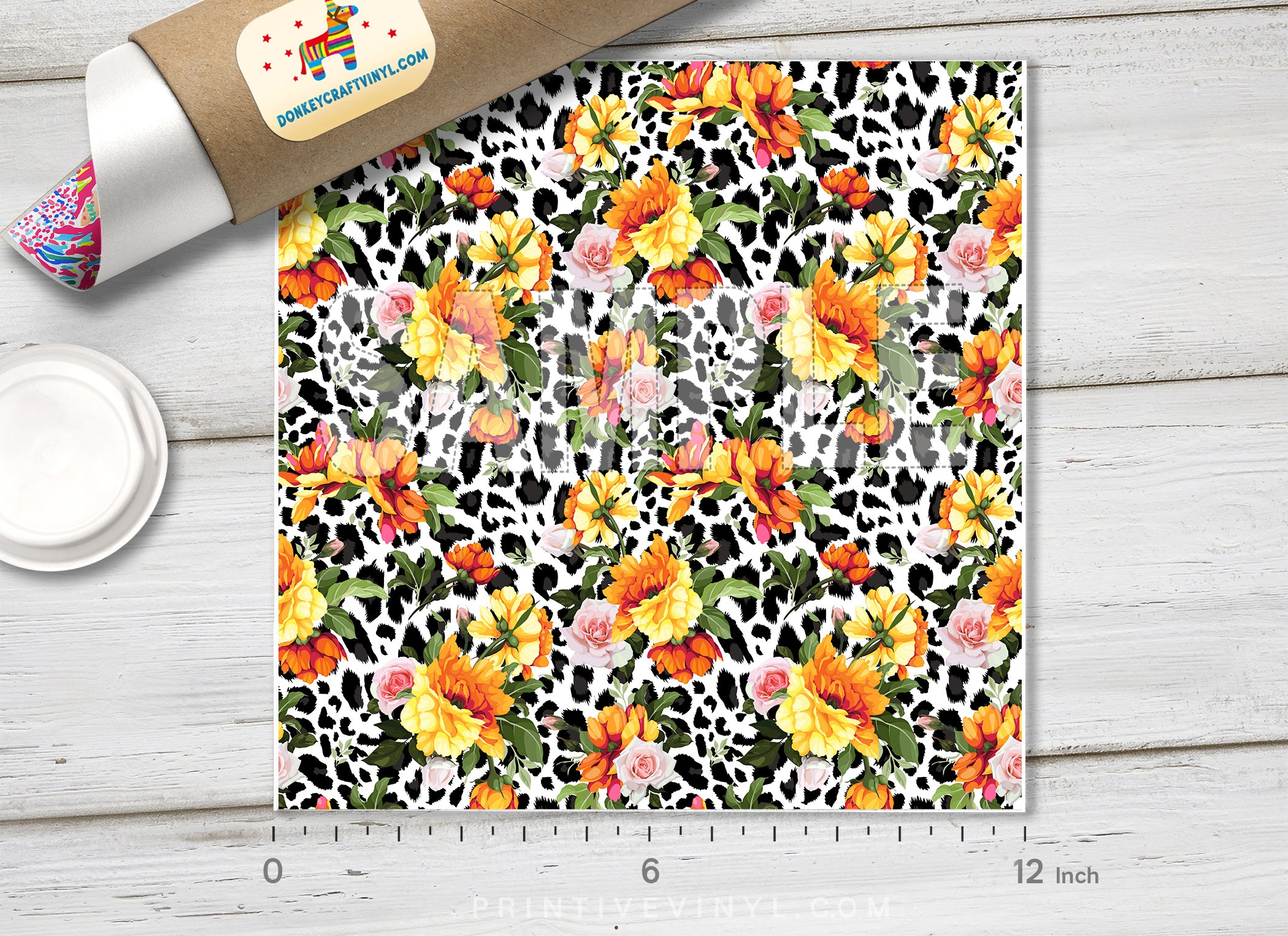 Floral Leopard Adhesive Vinyl 1149