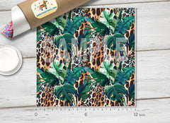 Leopard and Tropical Leaves Patterned Adhesive Vinyl 938