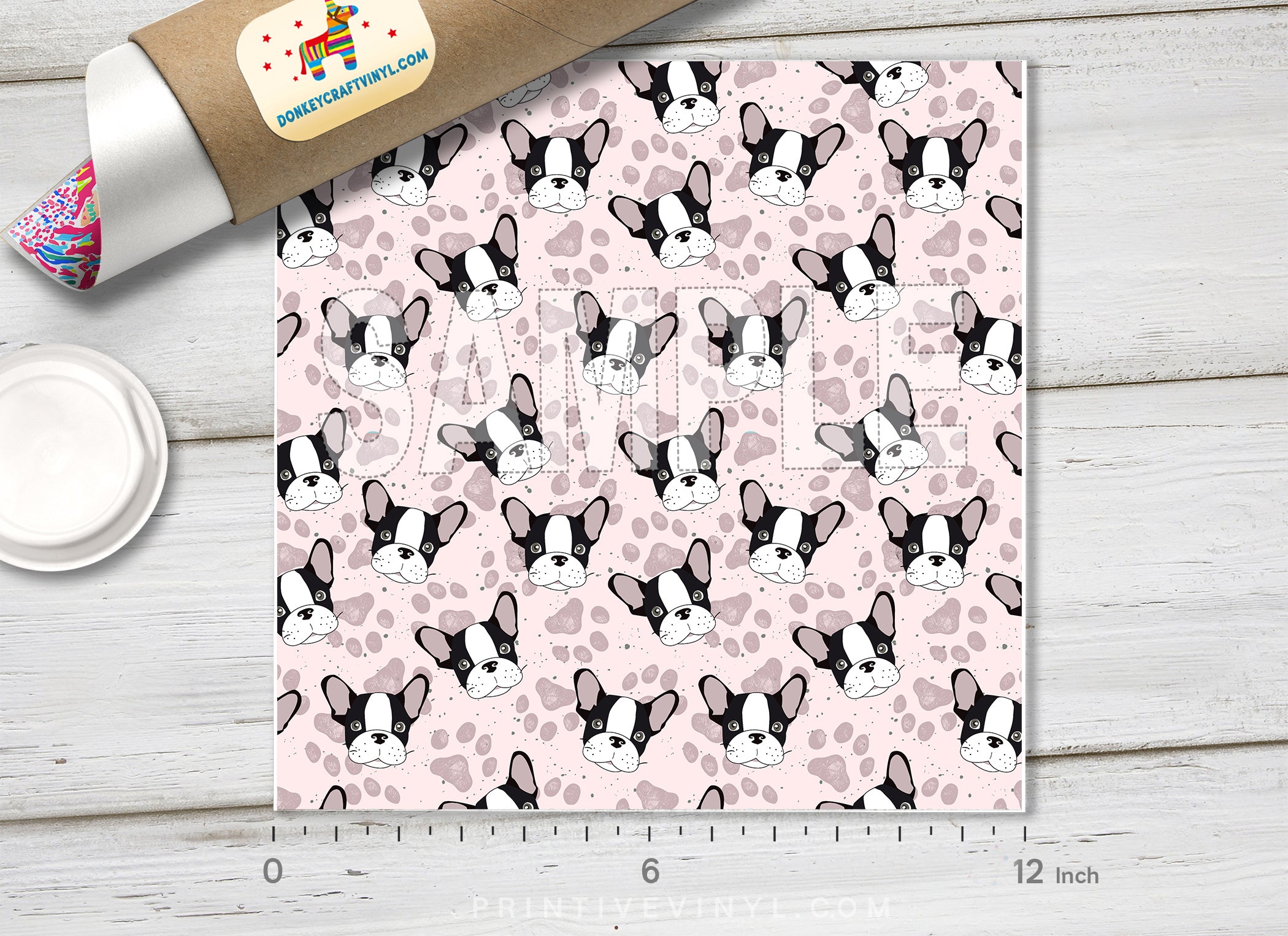 Boston Terrier Dog Pattern Adhesive Vinyl 1549