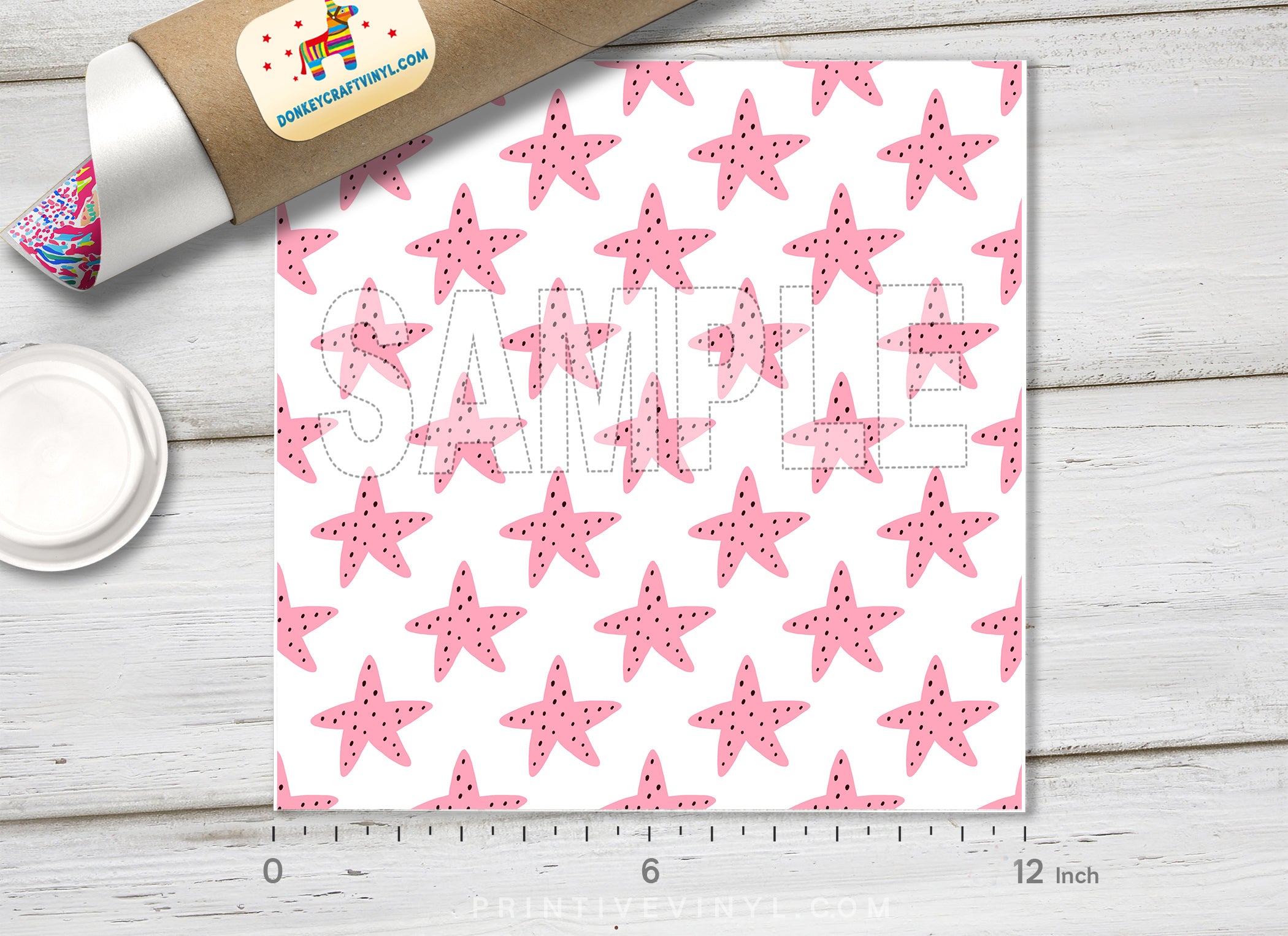 Pink Starfish Pattern Adhesive Vinyl 1554