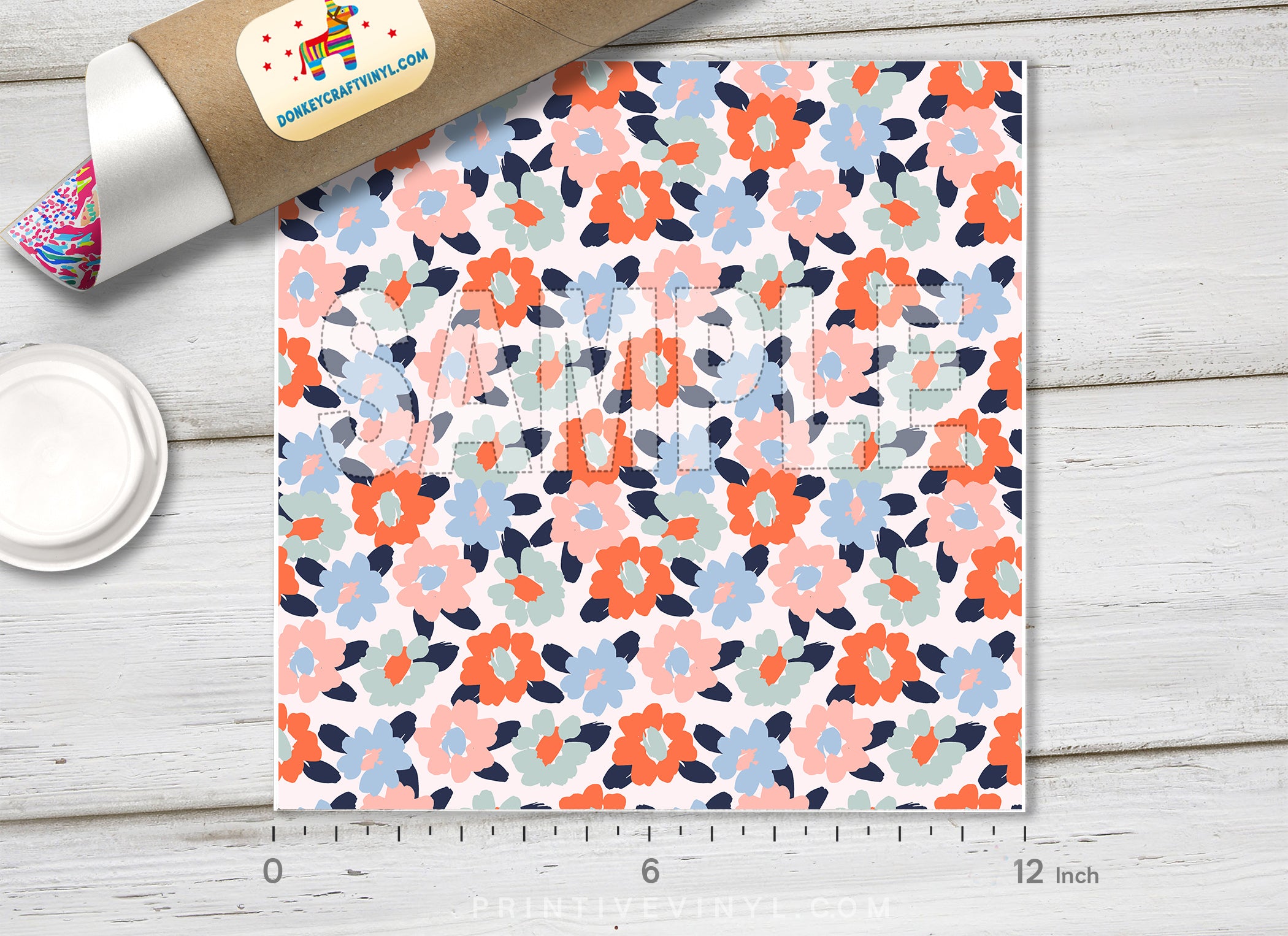 Pastel Watercolor Floral Adhesive Vinyl 1504 - Donkey Craft Vinyl