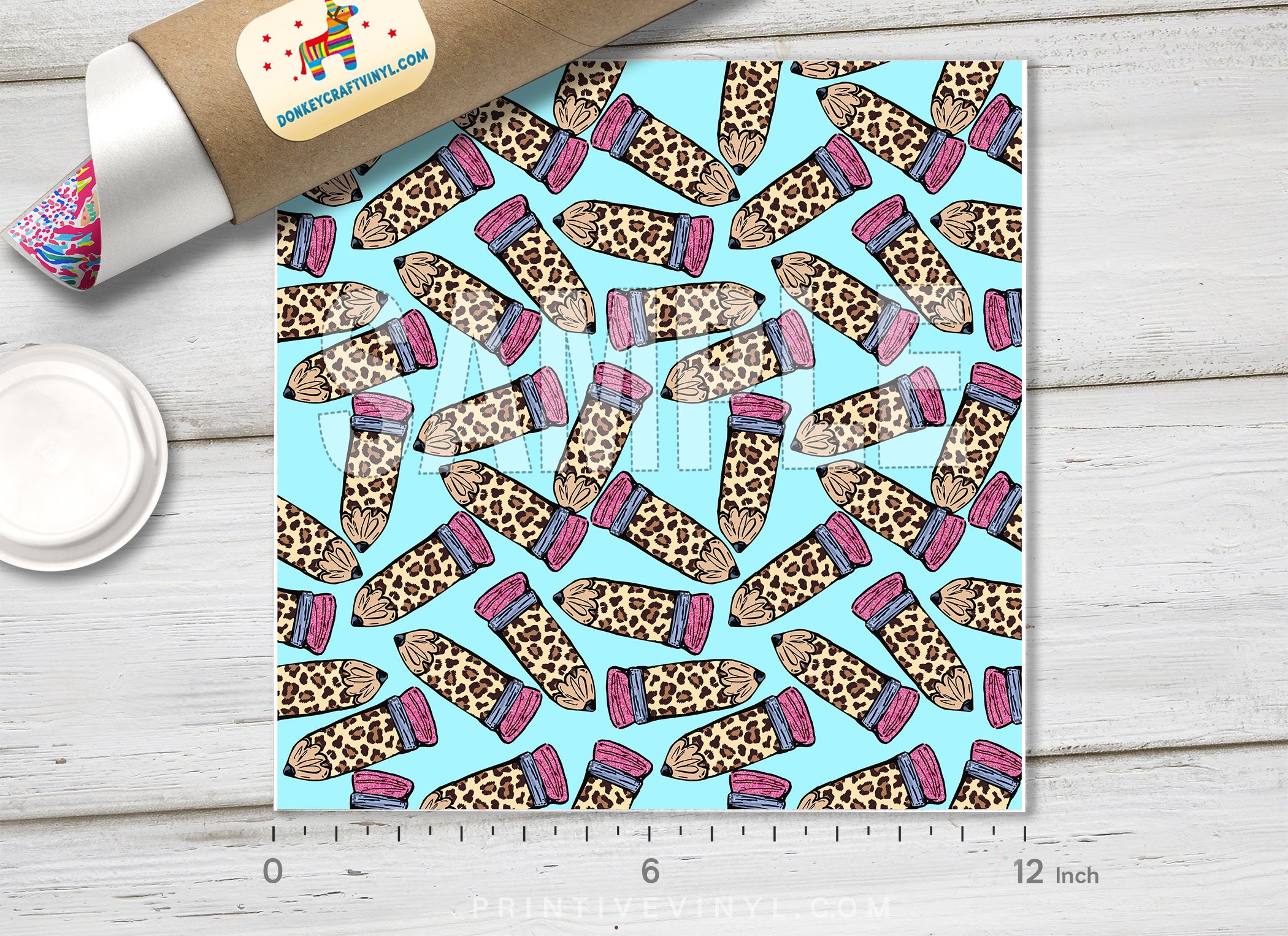 Leopard Print Pencils Adhesive Vinyl 1625