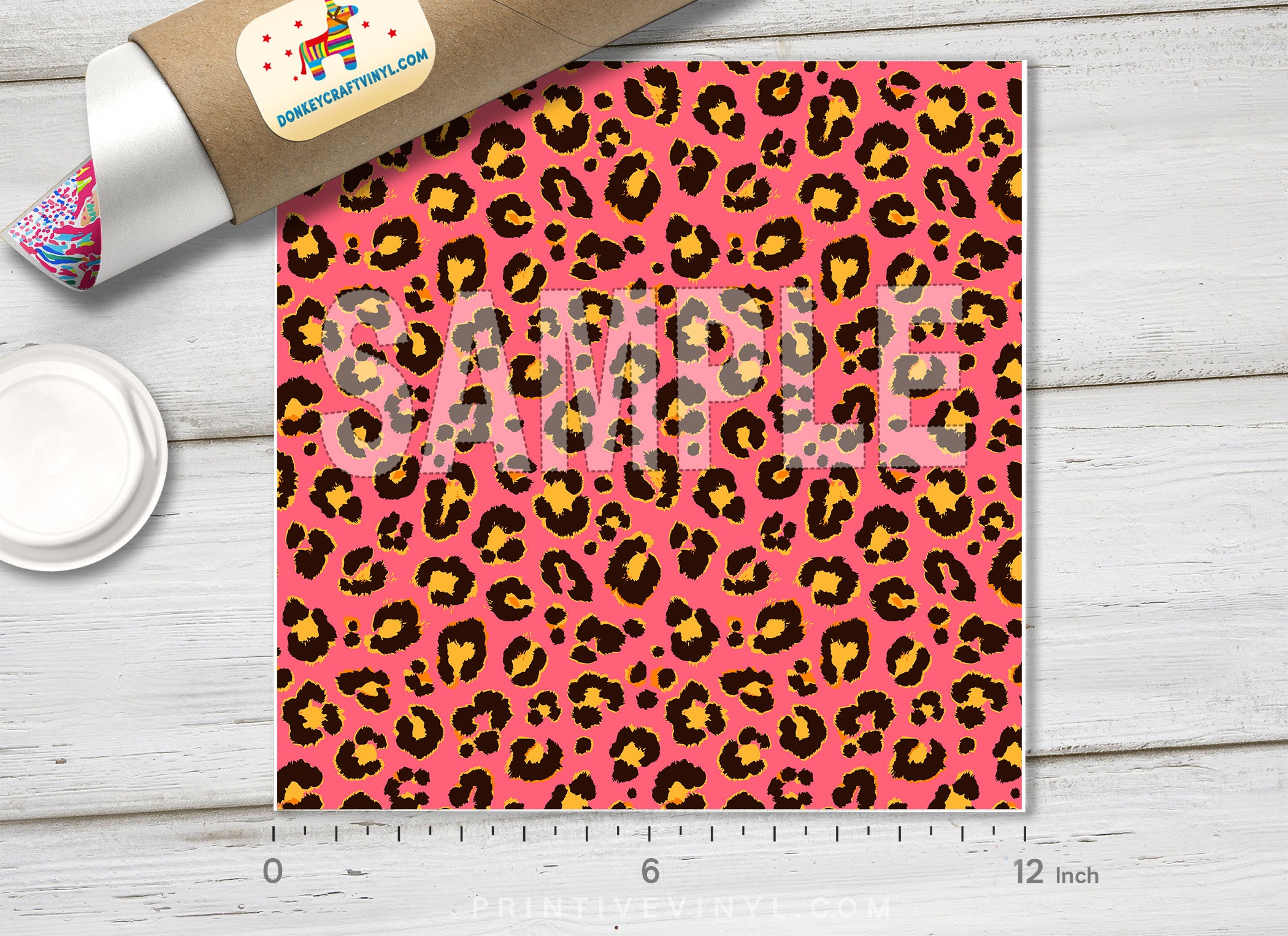 Coral Leopard Patterned Adhesive Vinyl 868