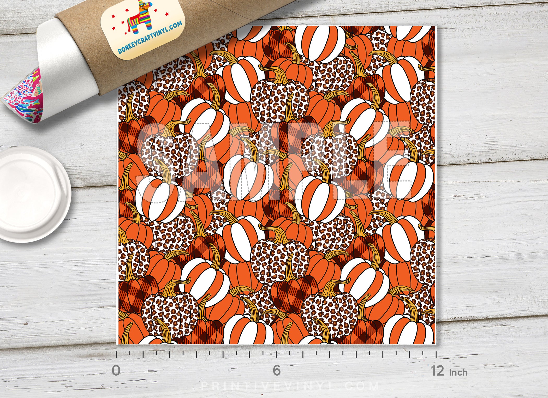 Pumpkin Patterned Adhesive Vinyl H022