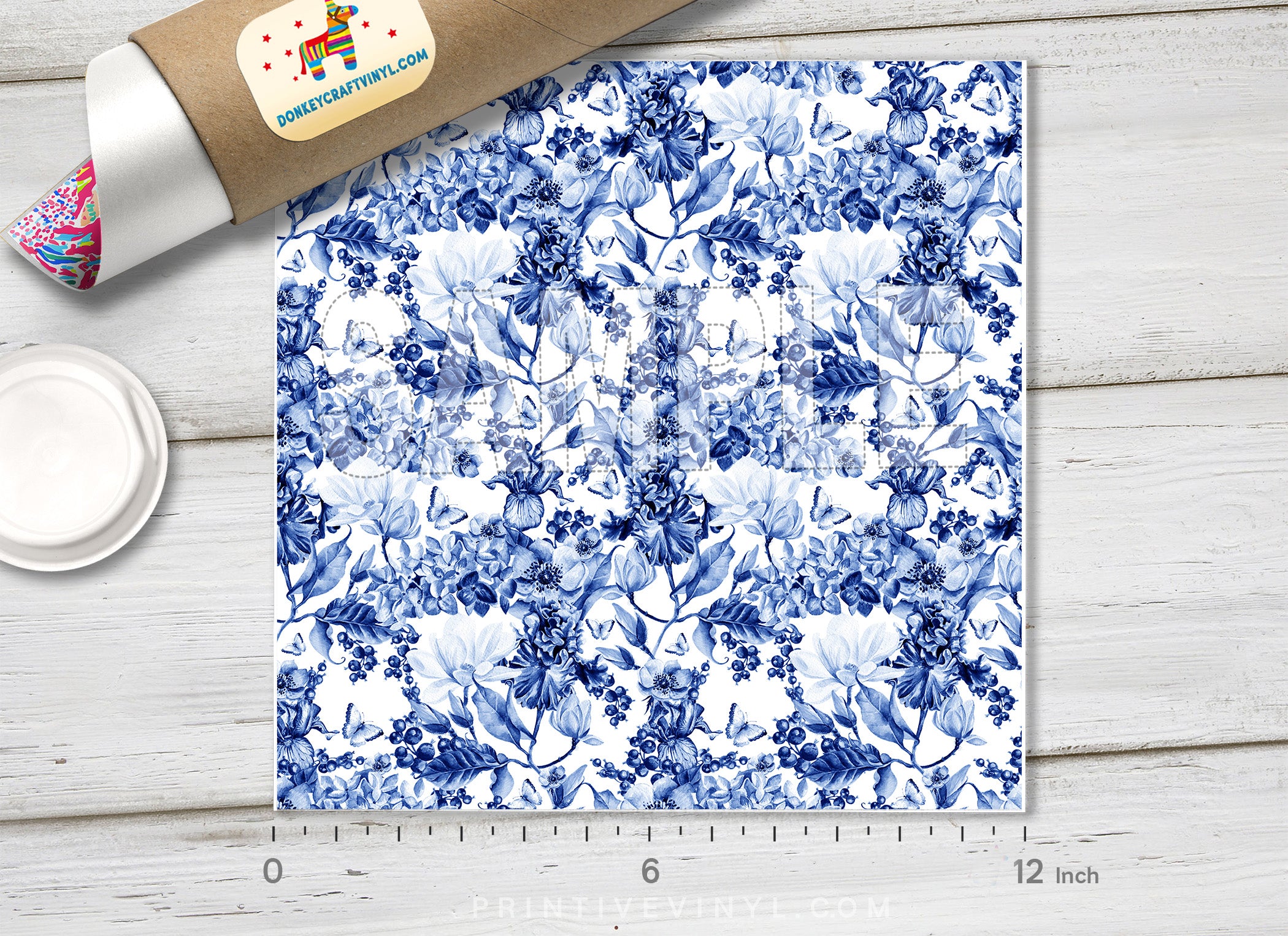 Blue Flower Pattern Adhesive Vinyl 946
