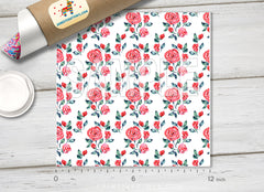 Watercolor Red Rose Floral Pattern HTV 1515