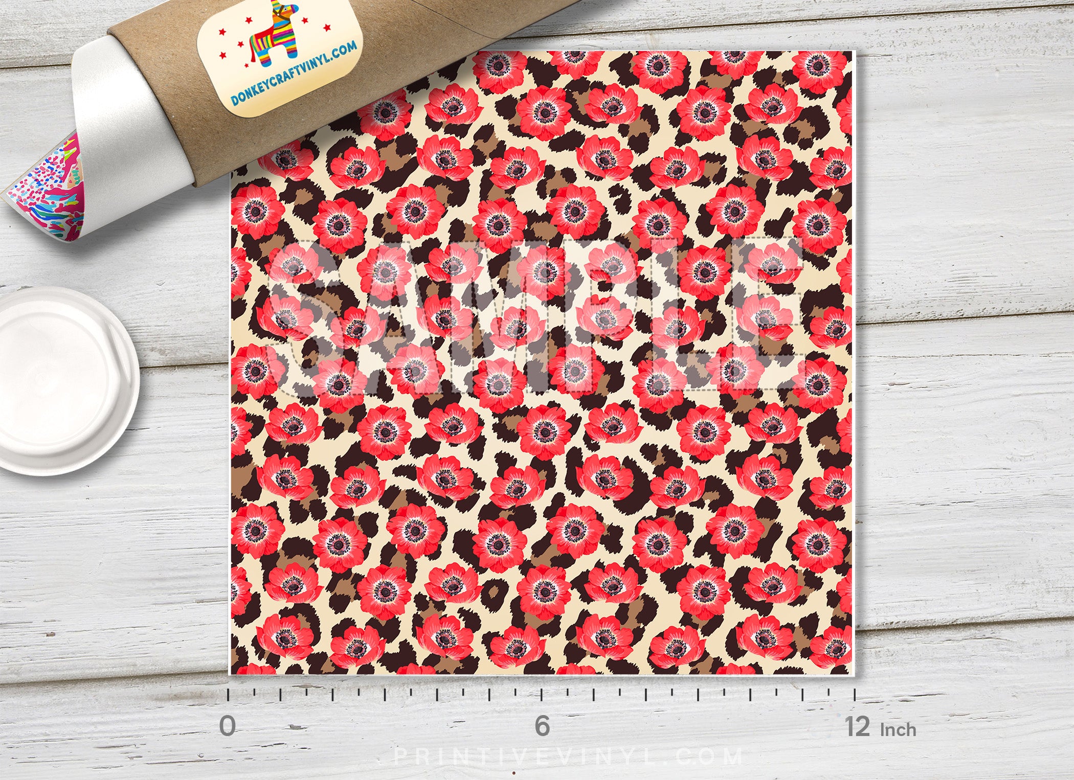 Flower and Leopard Pattern Adhesive Vinyl 984