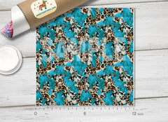Teal Mixed Animal Print Adhesive Vinyl 1611