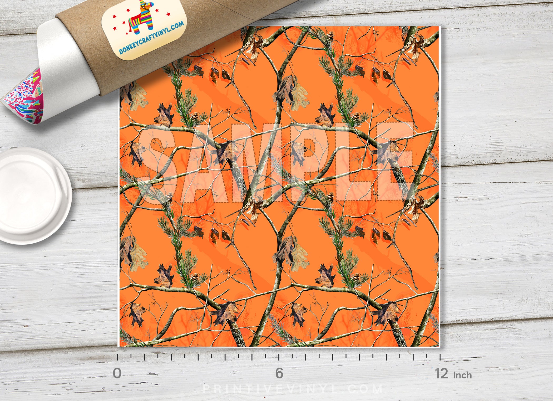 Orange Hunting Camo Adhesive Vinyl 1401 - Donkey Craft Vinyl