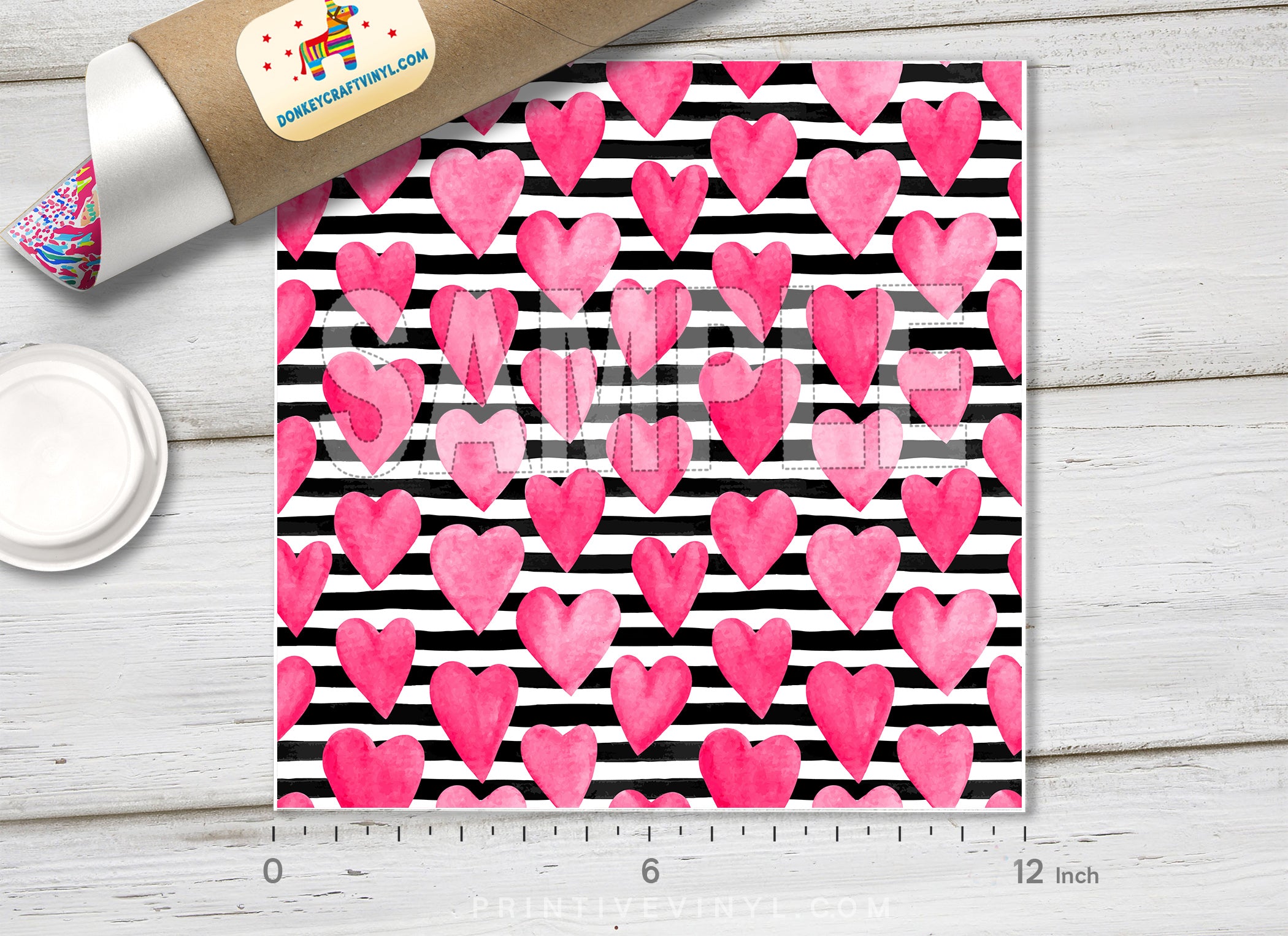 Pink Hearts Adhesive Vinyl 1136