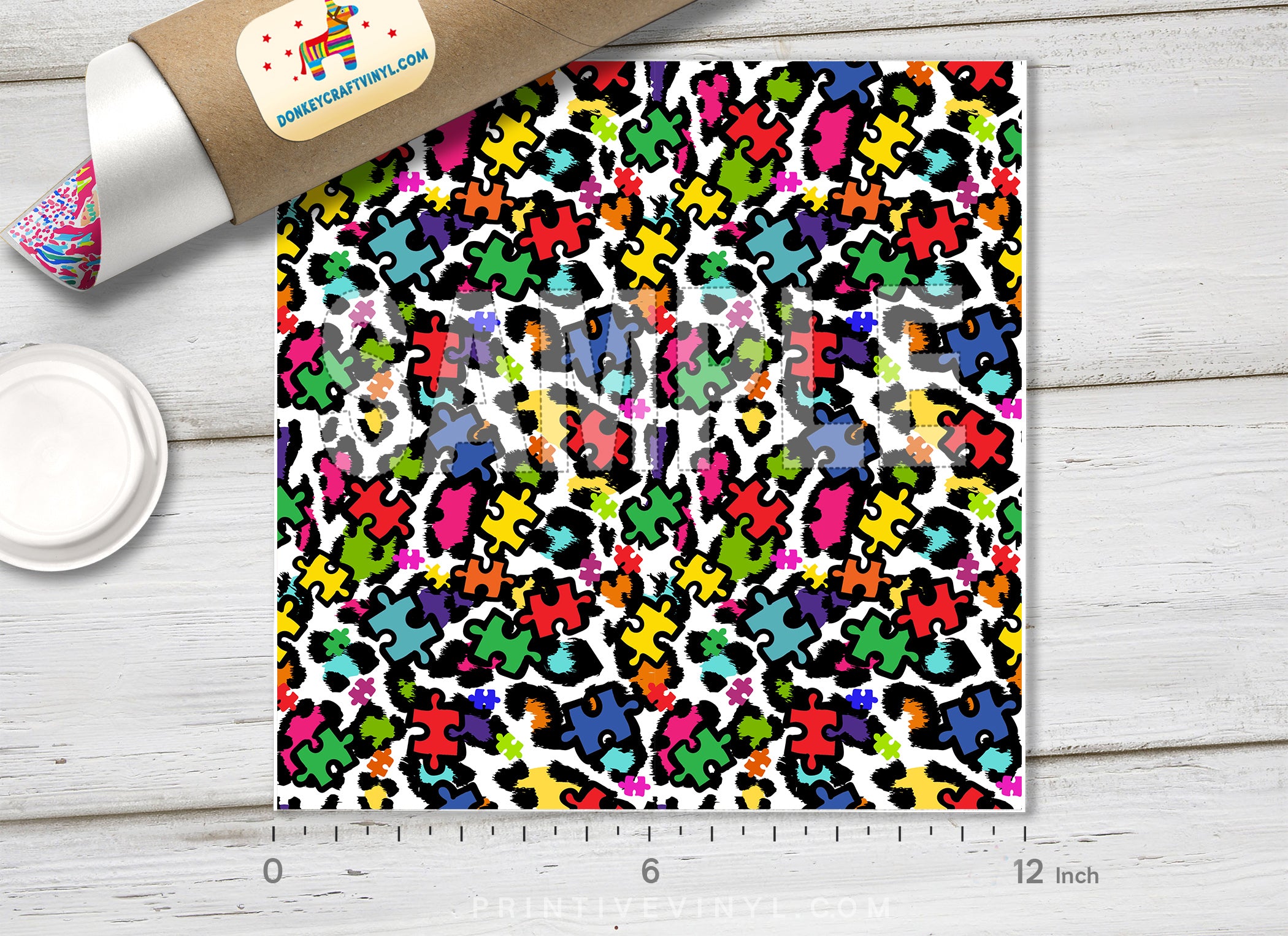 Autism Awareness Puzzle Leopard Adhesive Vinyl 1592