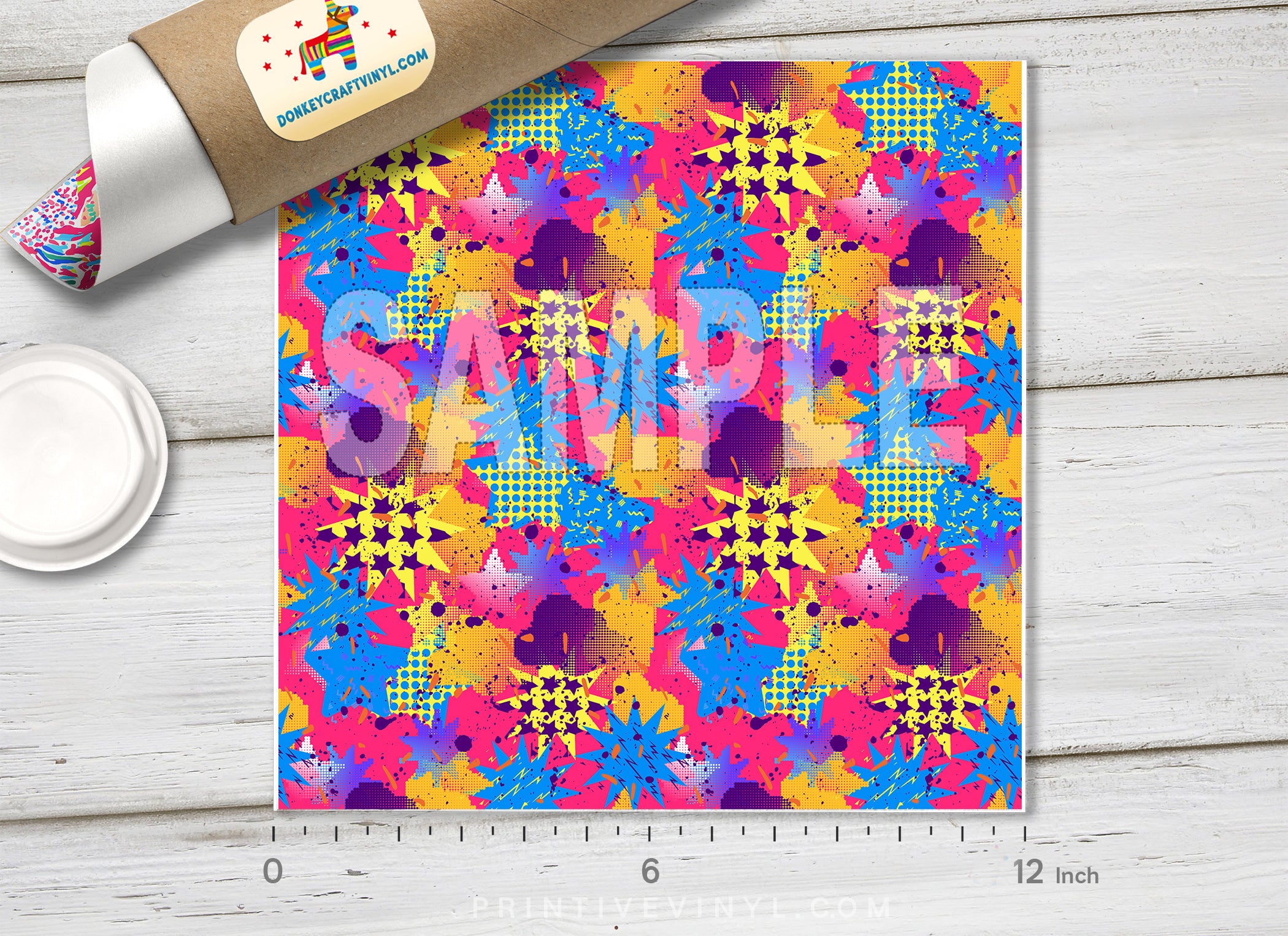 Pop Art Starburst Adhesive Vinyl 1350 - Donkey Craft Vinyl