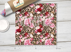 Vintage Rose Leopard Print Adhesive Vinyl 1331 - Donkey Craft Vinyl