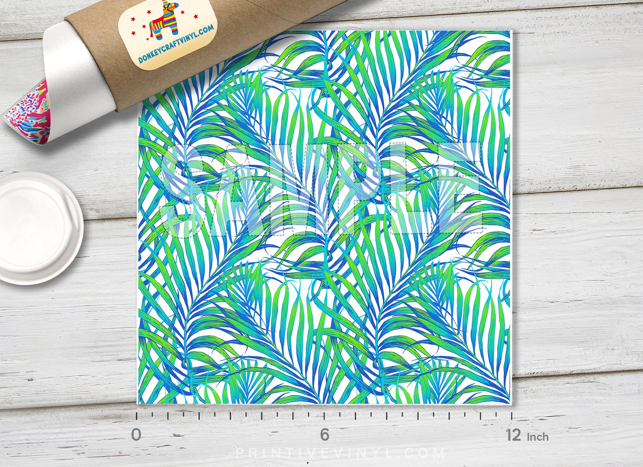 Tropical palm Tree Patterned Adhesive Vinyl 888