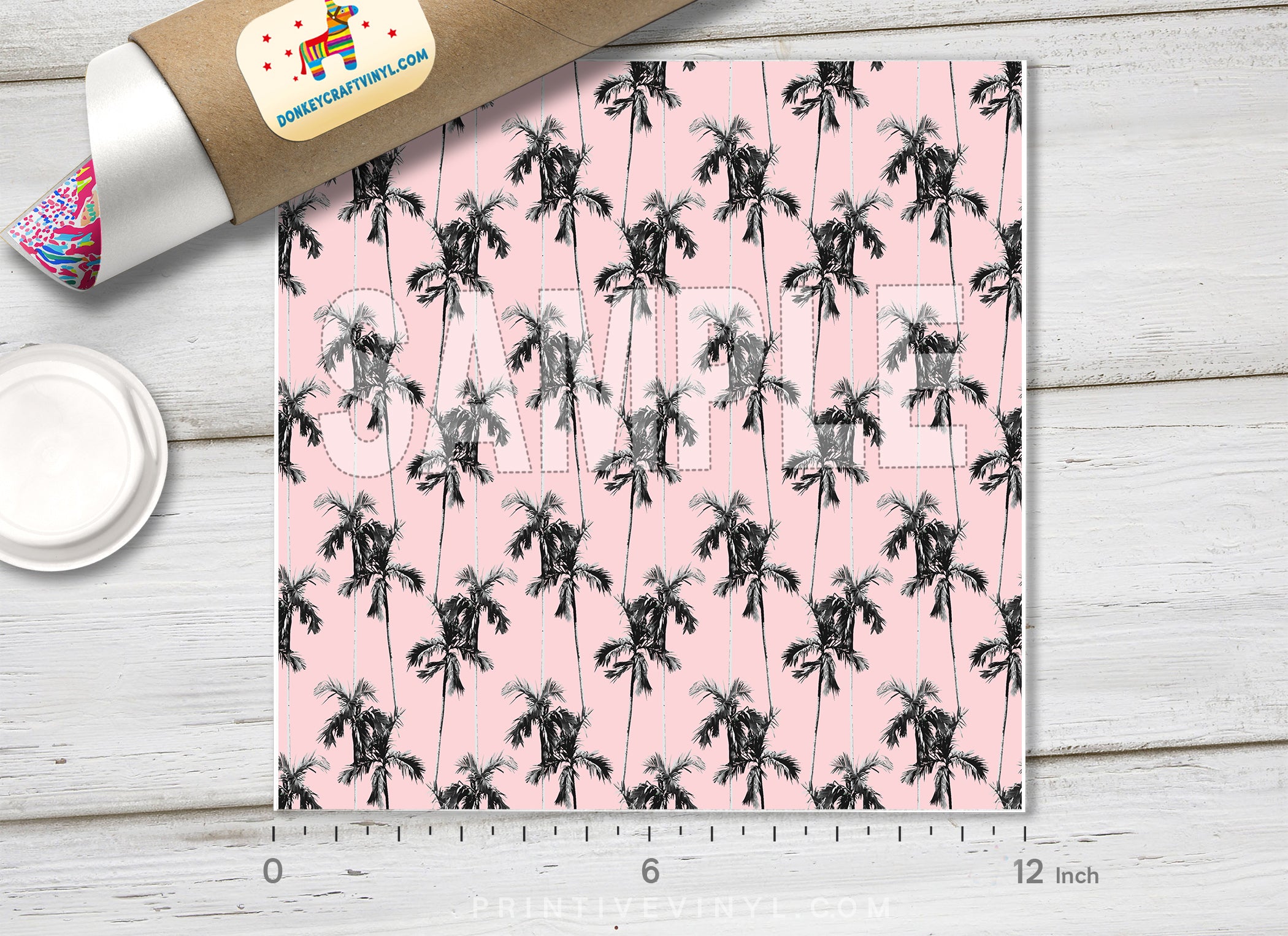 Pink Palm Tree Adhesive Vinyl 1254