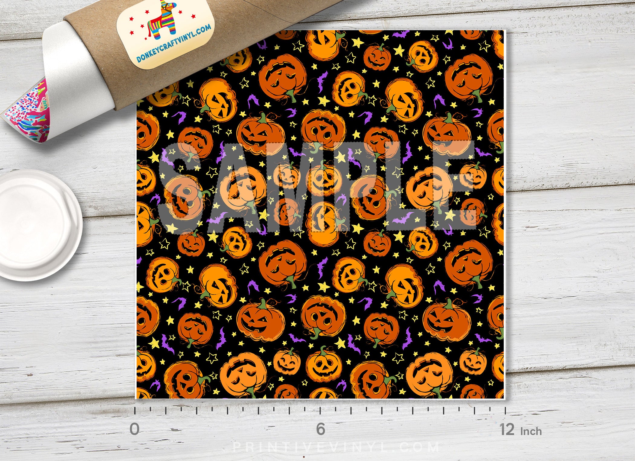 Halloween Pumpkin Patterned Adhesive Vinyl H001