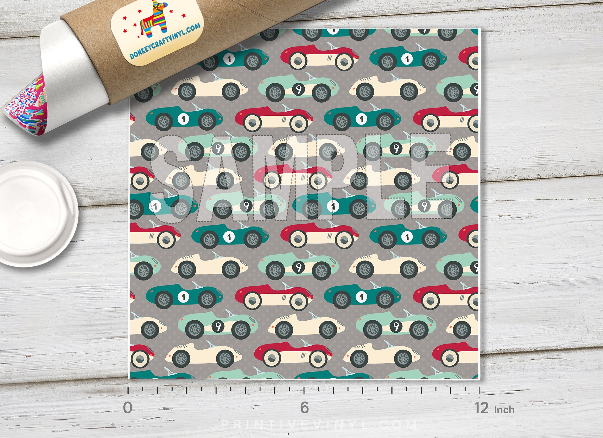 Retro Classic Race Car Pattern HTV 1561
