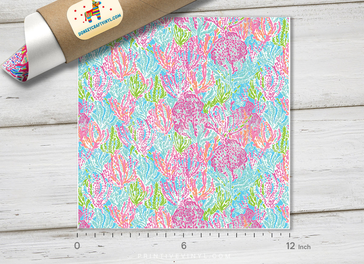 Lilly Inspired Coral Reefs Pattern Adhesive Vinyl L004