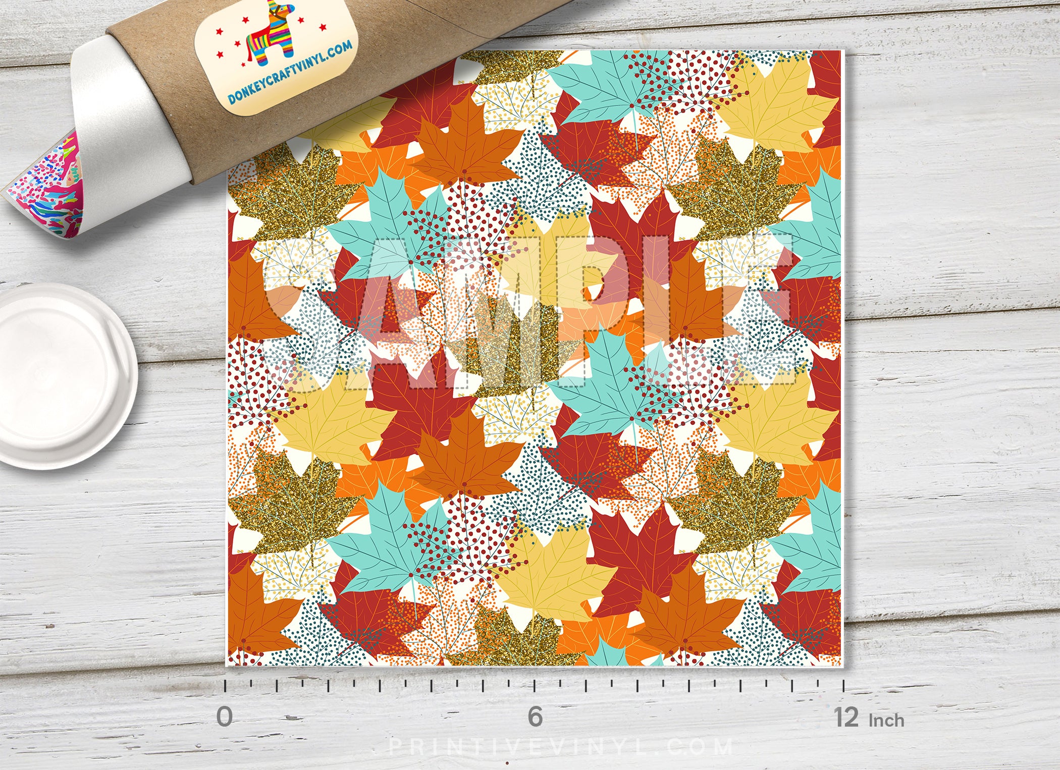 Fall Maple Leaves Pattern Adhesive Vinyl 1553