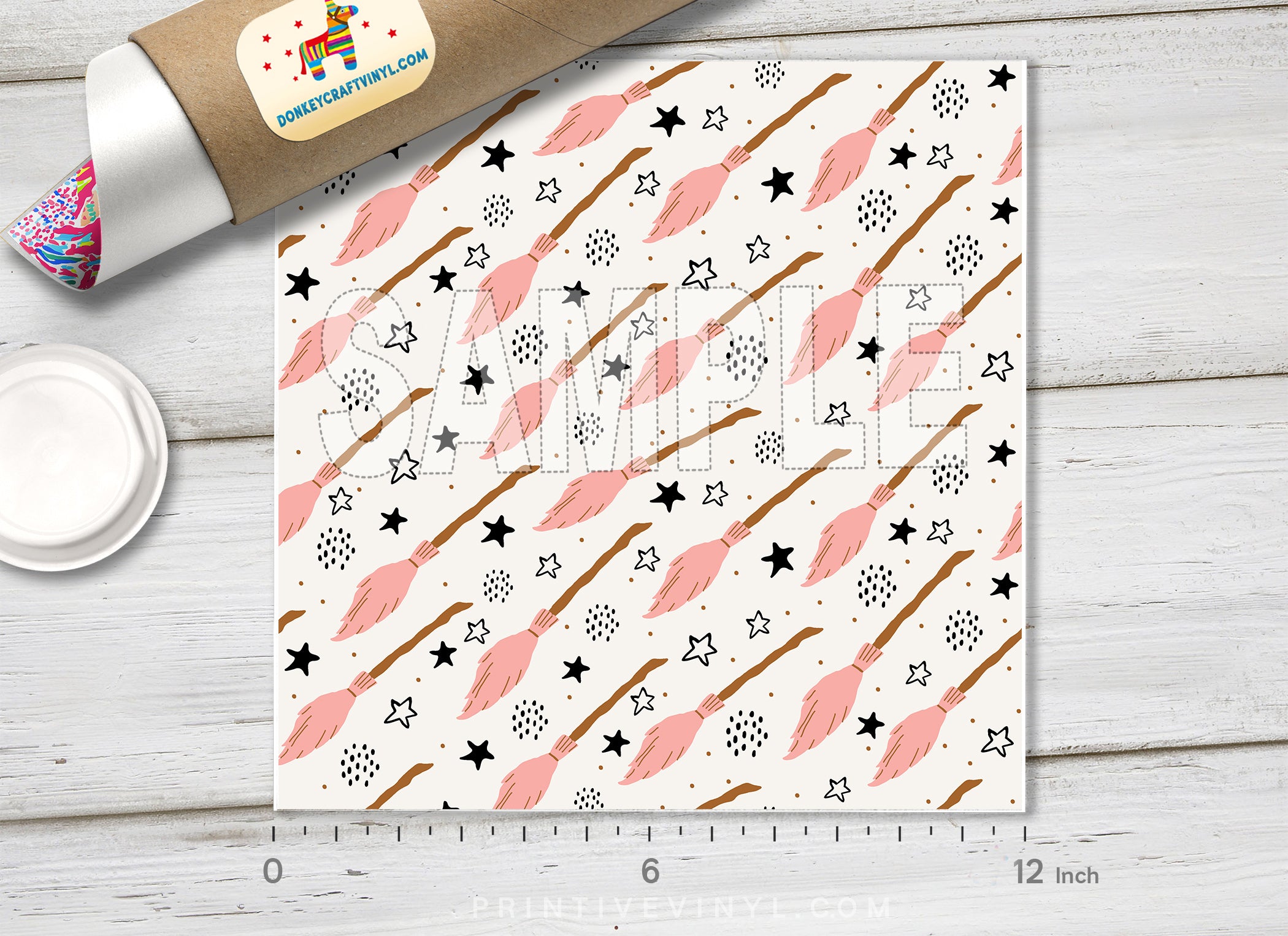 Flying Broom Patterned Adhesive Vinyl H025