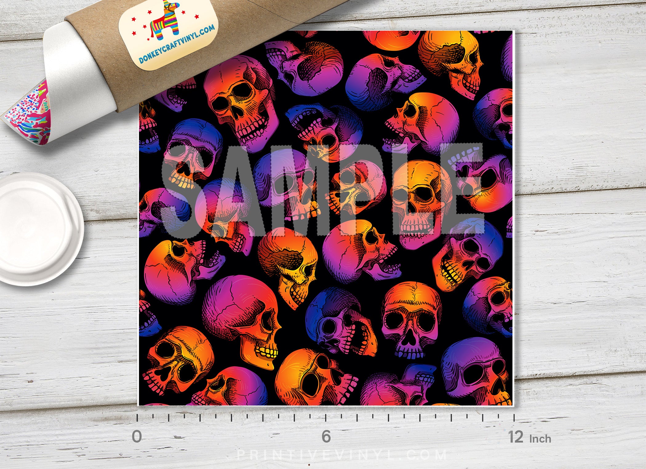 Halloween Skulls Patterned Adhesive Vinyl X002