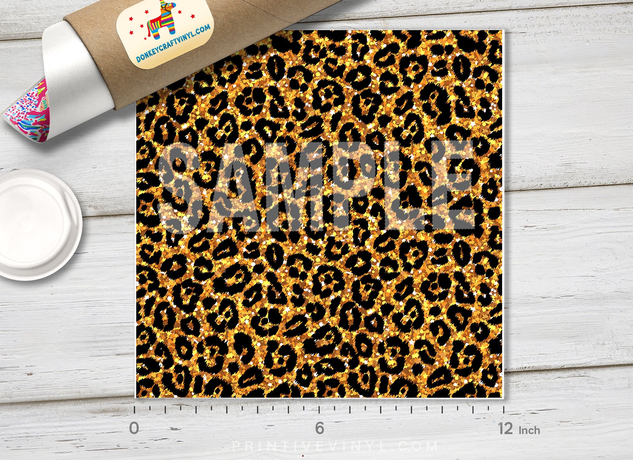 Faux Gold Glitter Leopard Print Adhesive Vinyl 1520