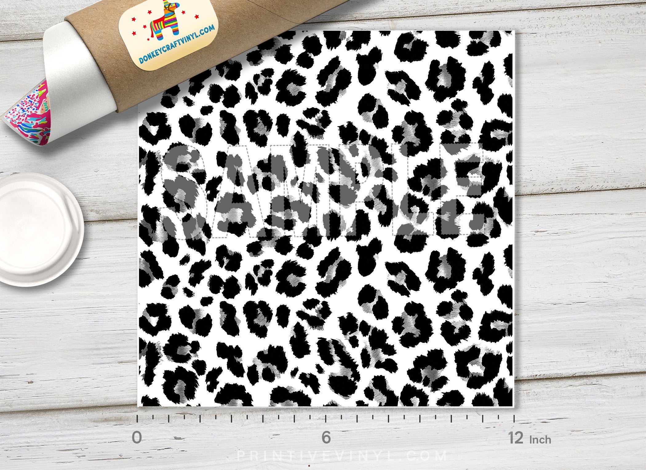 Black and White Leopard Print Adhesive Vinyl 1333 - Donkey Craft Vinyl