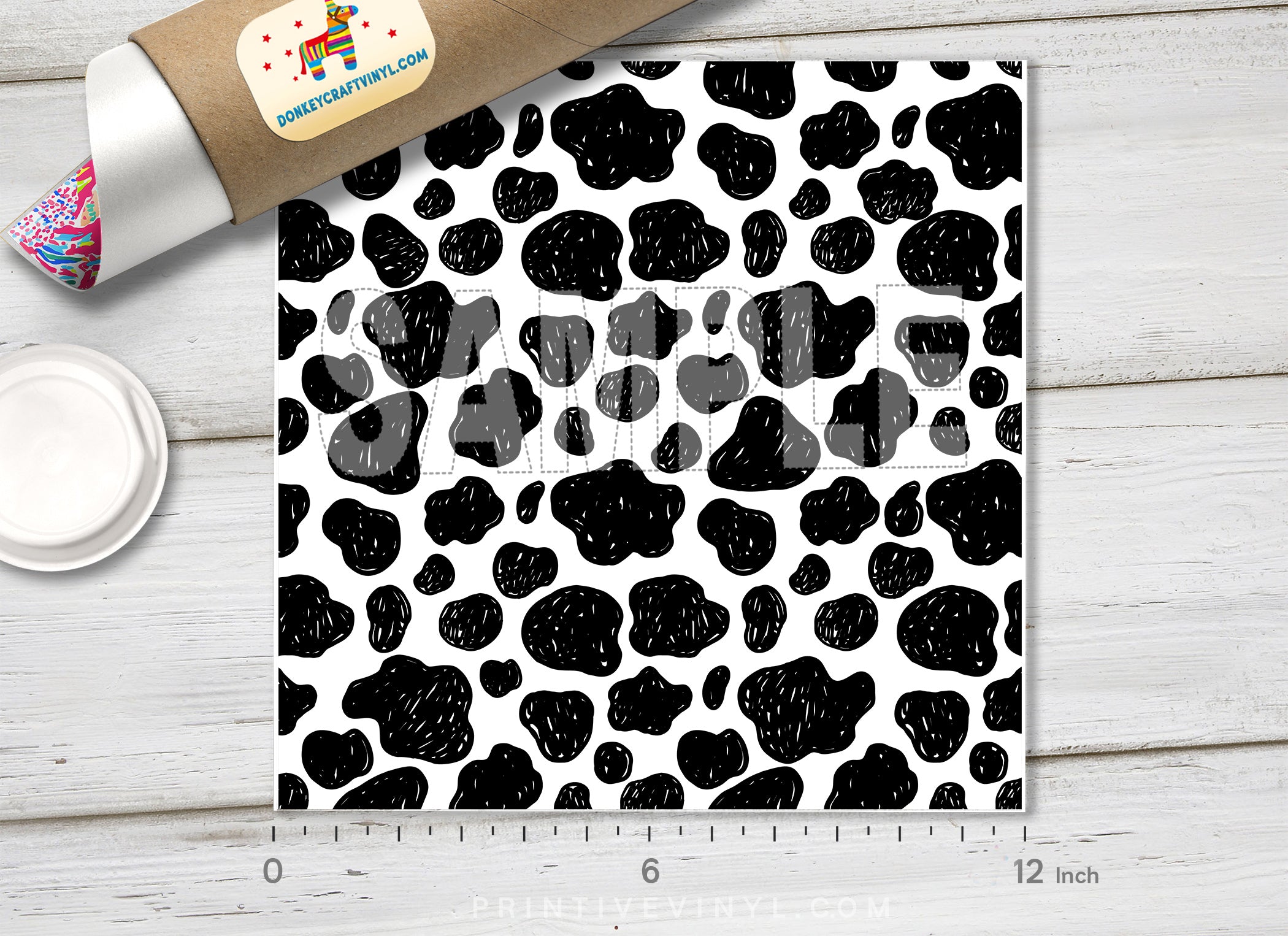 Black and White Cow Adhesive Vinyl 1445 - Donkey Craft Vinyl