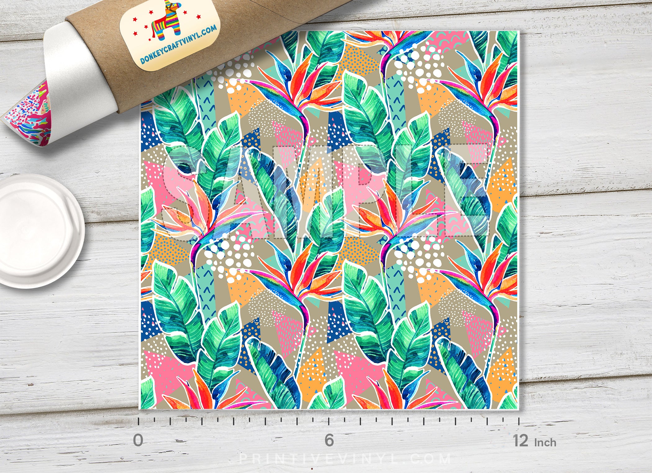 Modern Tropical Flowers Adhesive Vinyl 1158