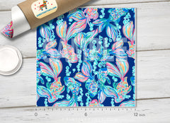 Lilly Inspired Aquarium Fish Pattern Adhesive Vinyl L049