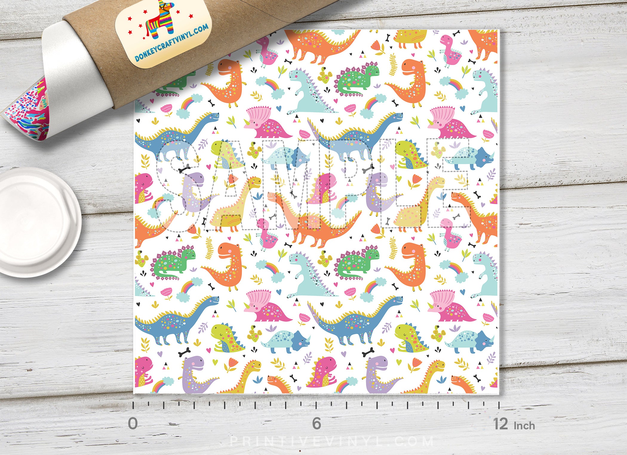 Cute Colorful Dinosaur Adhesive Vinyl 1541