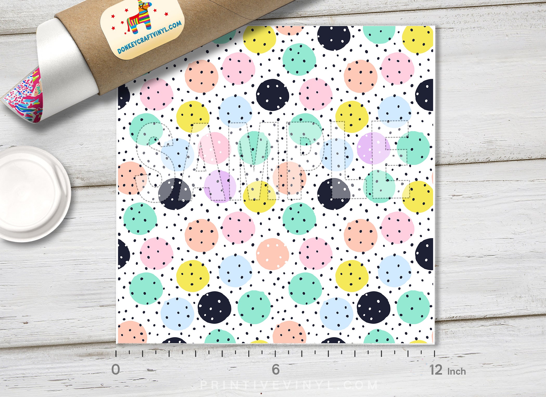 Pastel Confetti Polka Dot Patterned Adhesive Vinyl 1319 - Donkey Craft Vinyl