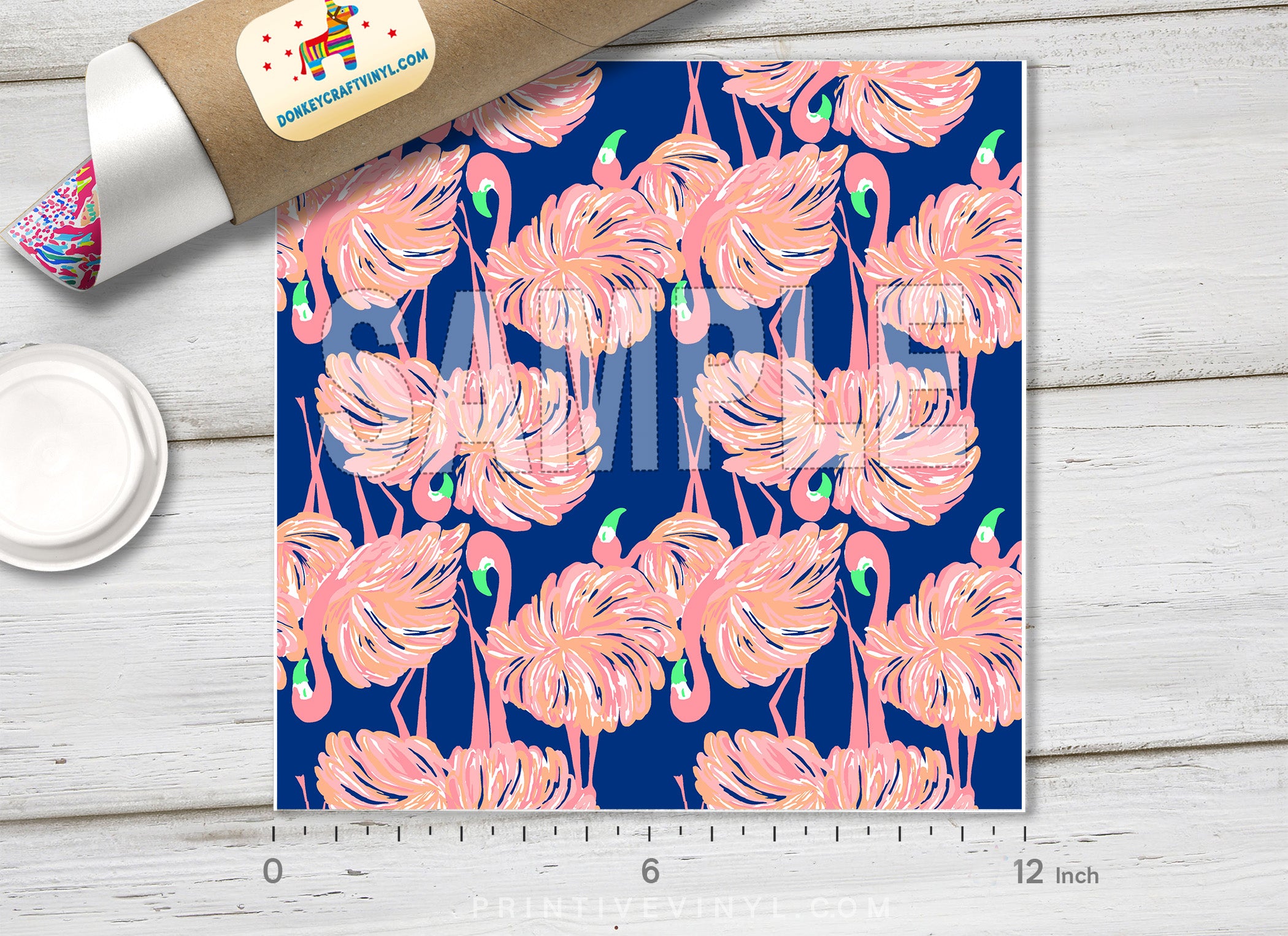 Lilly Inspired Flamingo Pattern Adhesive Vinyl L056