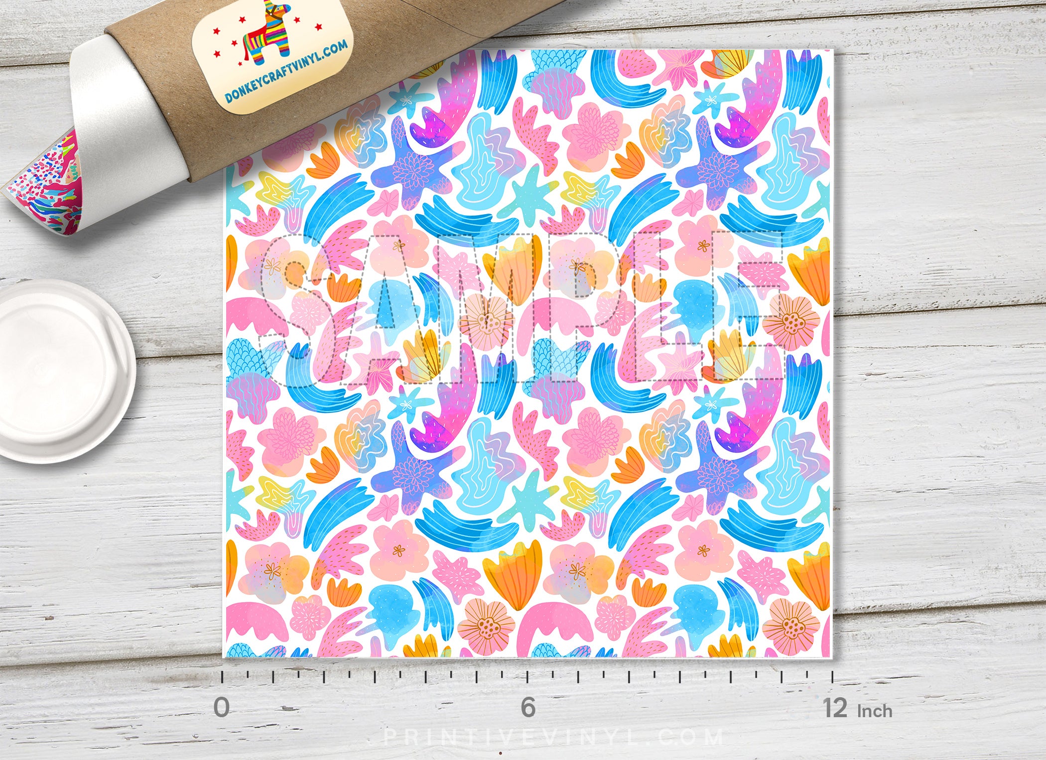 Abstract Pastel Watercolor Shapes Pattern Adhesive Vinyl 1330 - Donkey Craft Vinyl