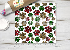 Christmas Plaid and Leopard Paw Pattern Adhesive Vinyl 1563