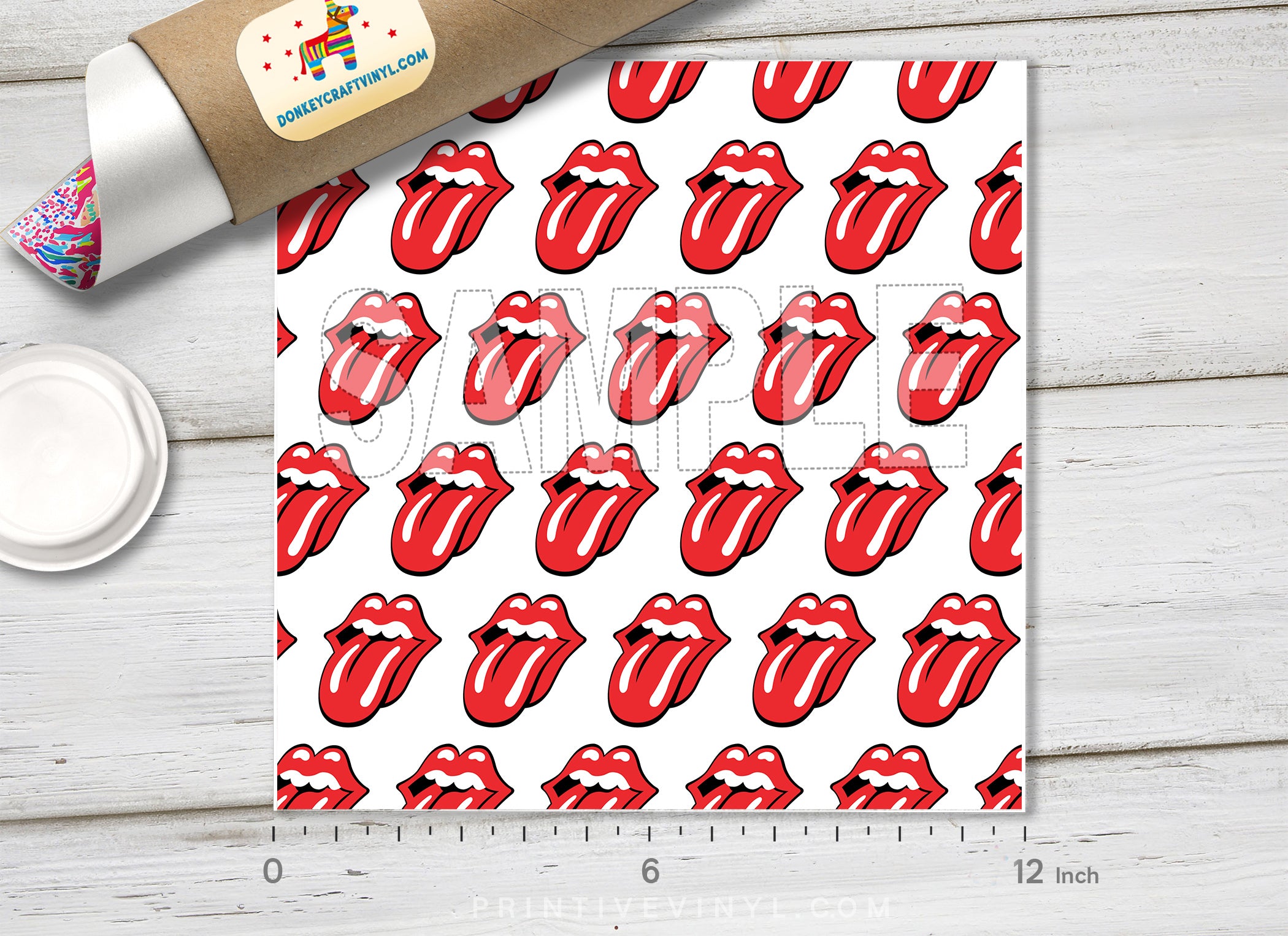 Retro Rock Lips and Tongue Pattern HTV 1519