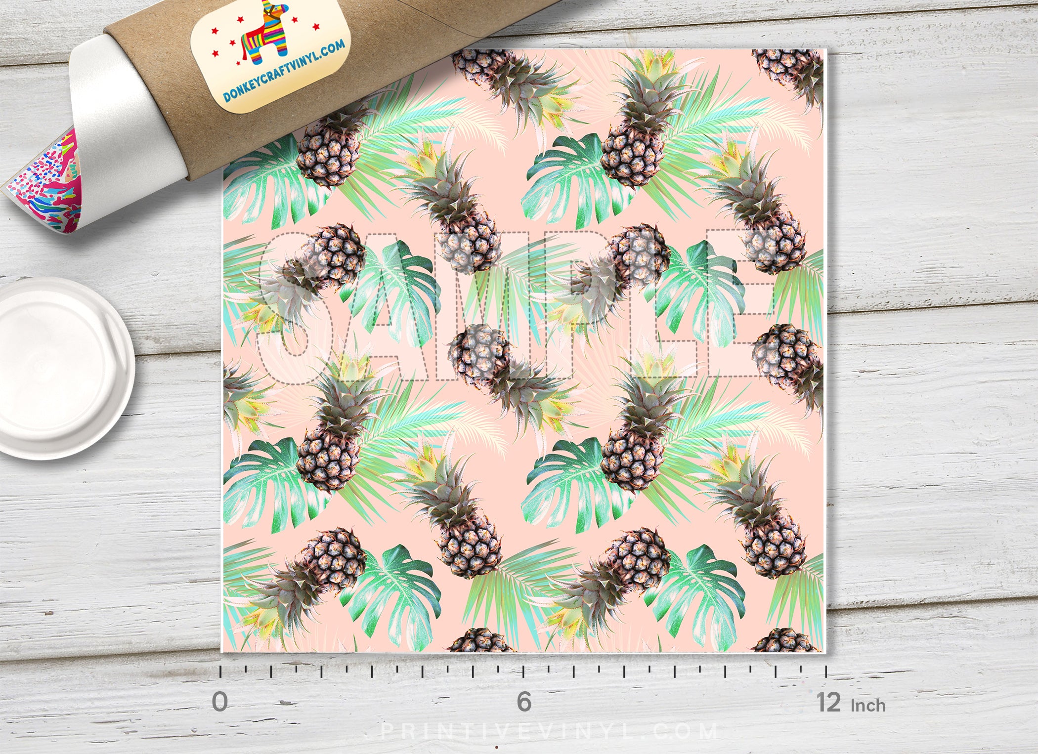 Tropical Pineapple and Monstera Pattern HTV 1518
