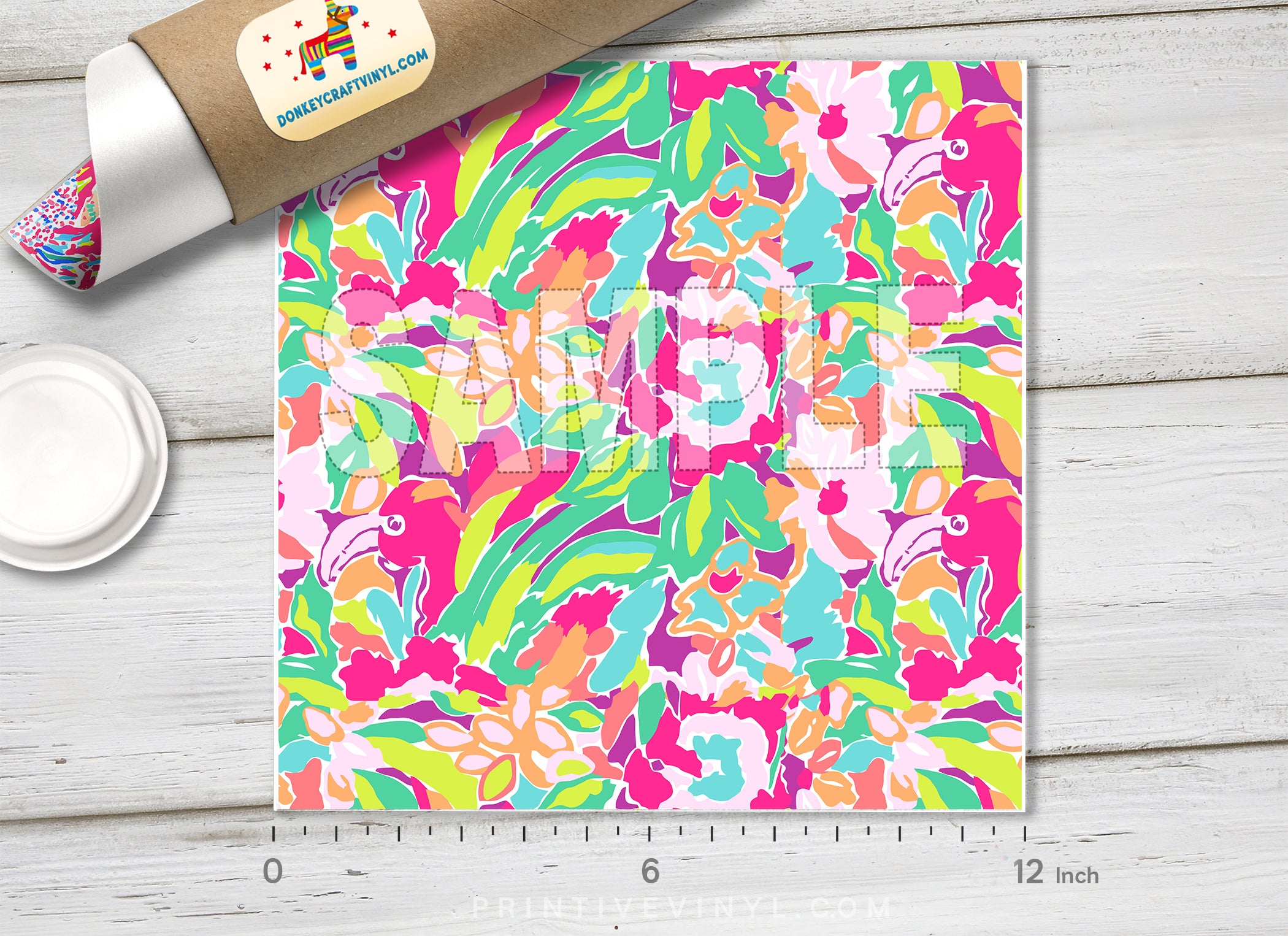 Lilly Inspired Flamingos Pattern Adhesive Vinyl L005