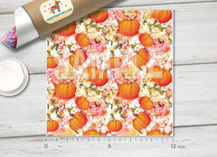 Fall Pumpkin Floral Pattern Adhesive Vinyl 1551