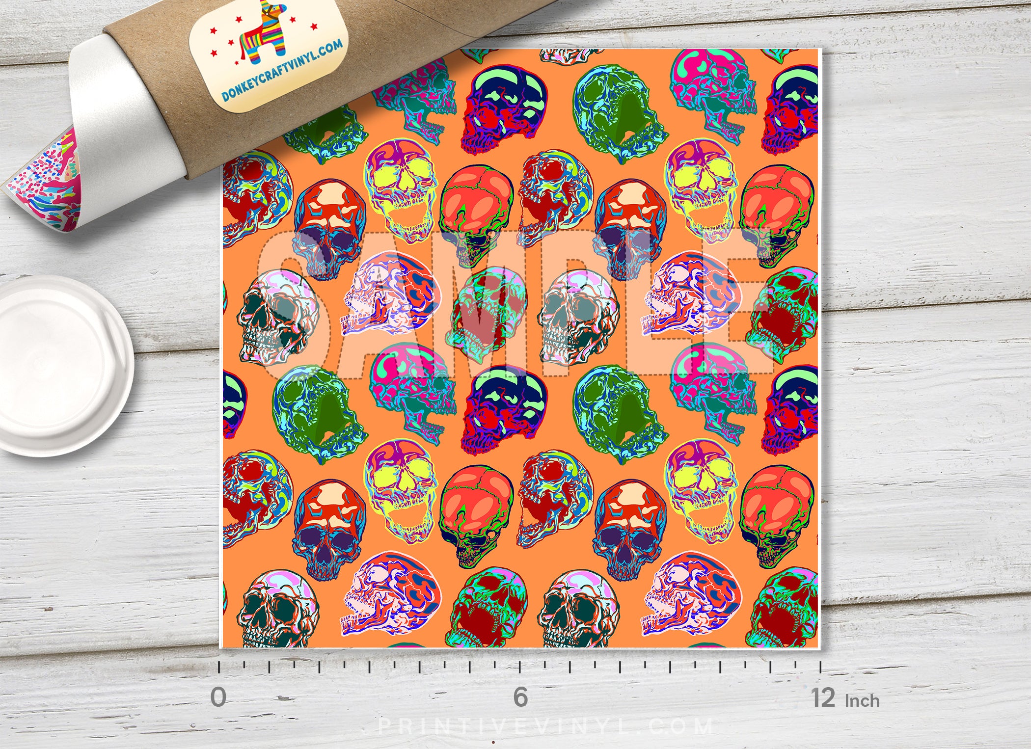 Psychedelic Skull Adhesive Vinyl 1322 - Donkey Craft Vinyl