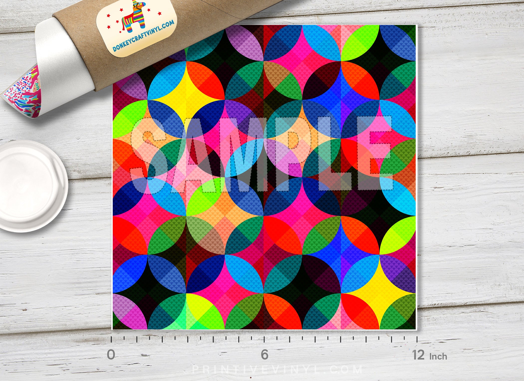 Vibrant Geometric Circles Adhesive Vinyl 1356 - Donkey Craft Vinyl