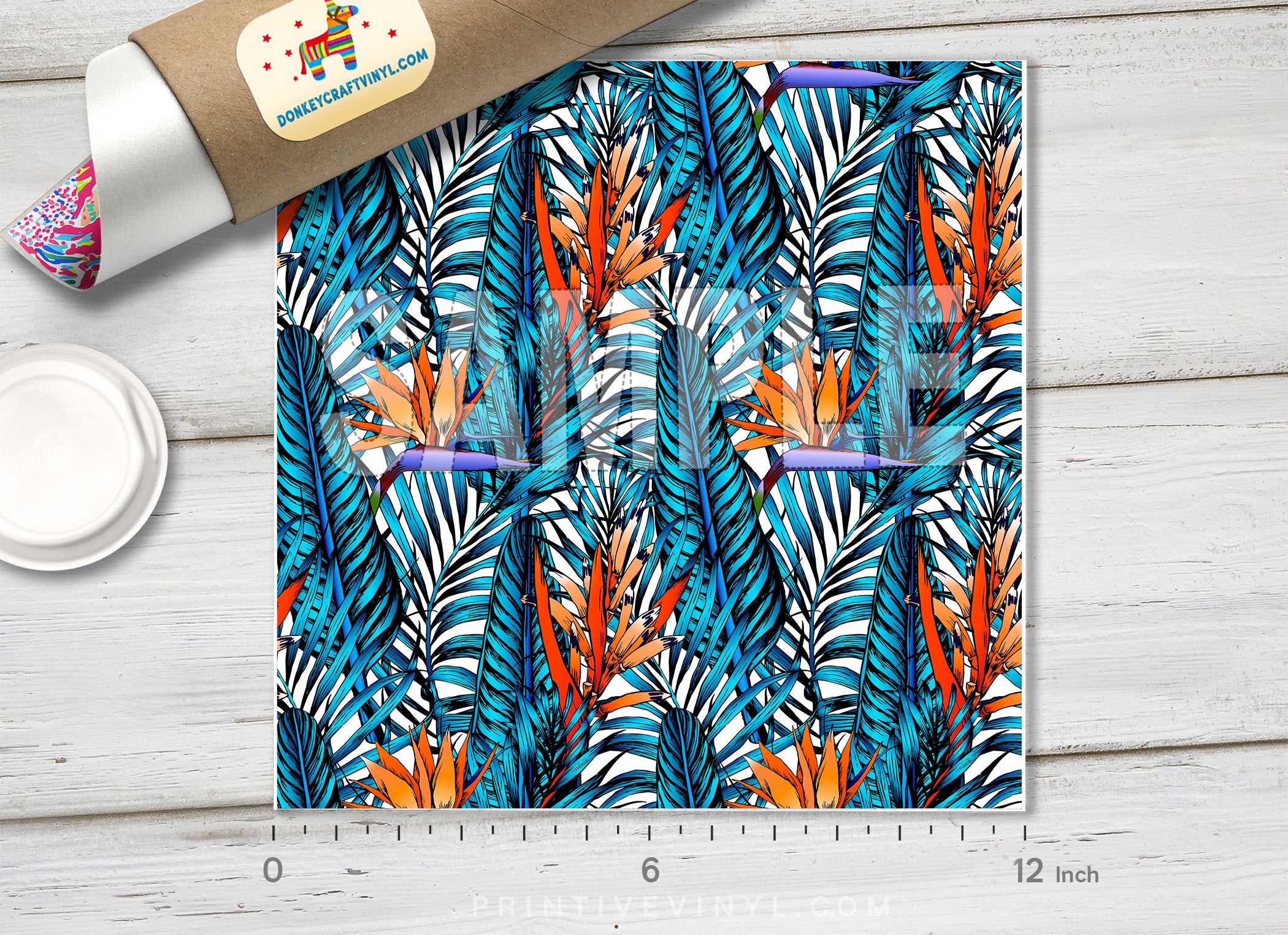 Tropical Palm Tree Patterned Adhesive Vinyl 911