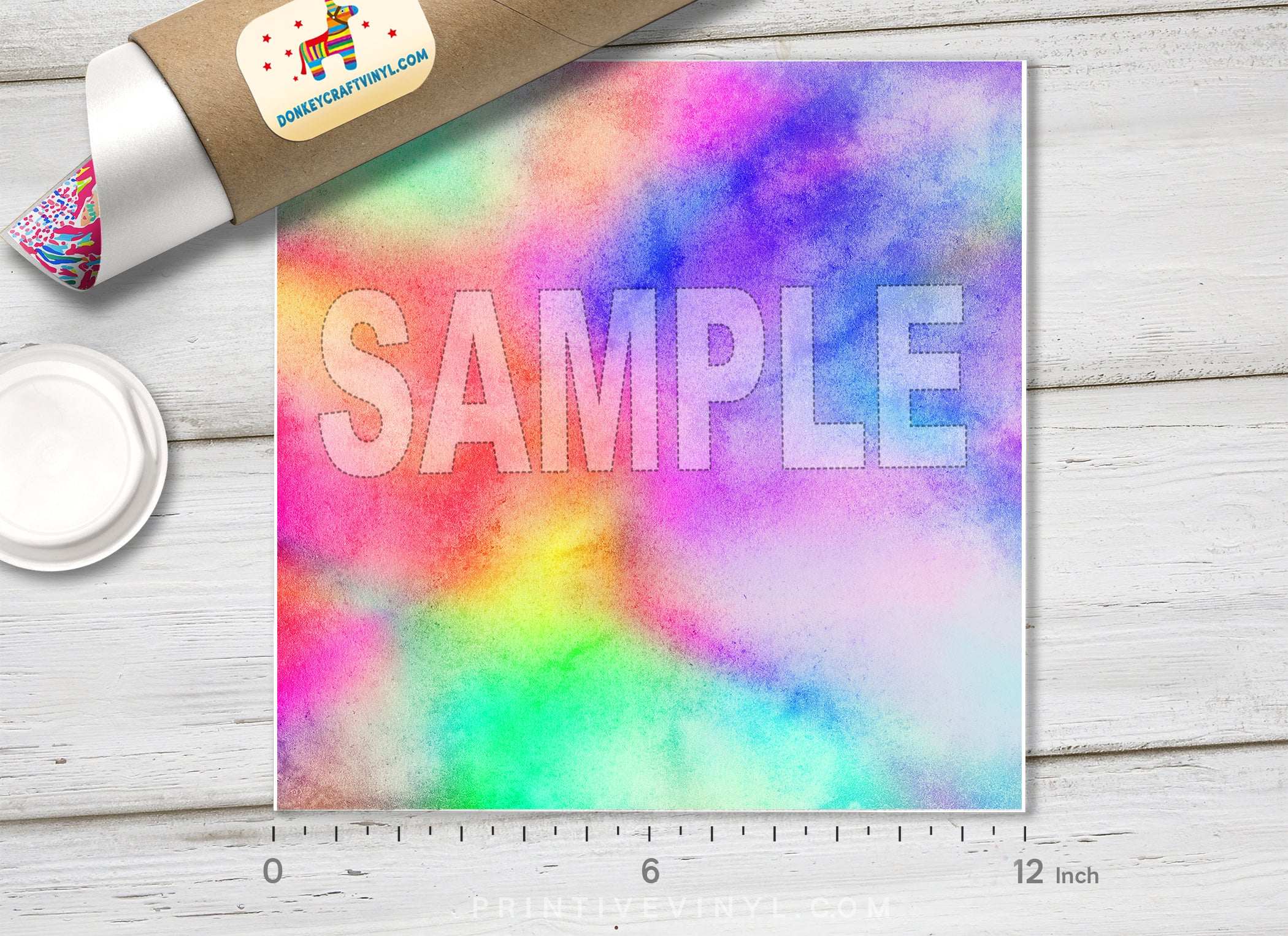 Rainbow Watercolor Adhesive Vinyl 1496 - Donkey Craft Vinyl