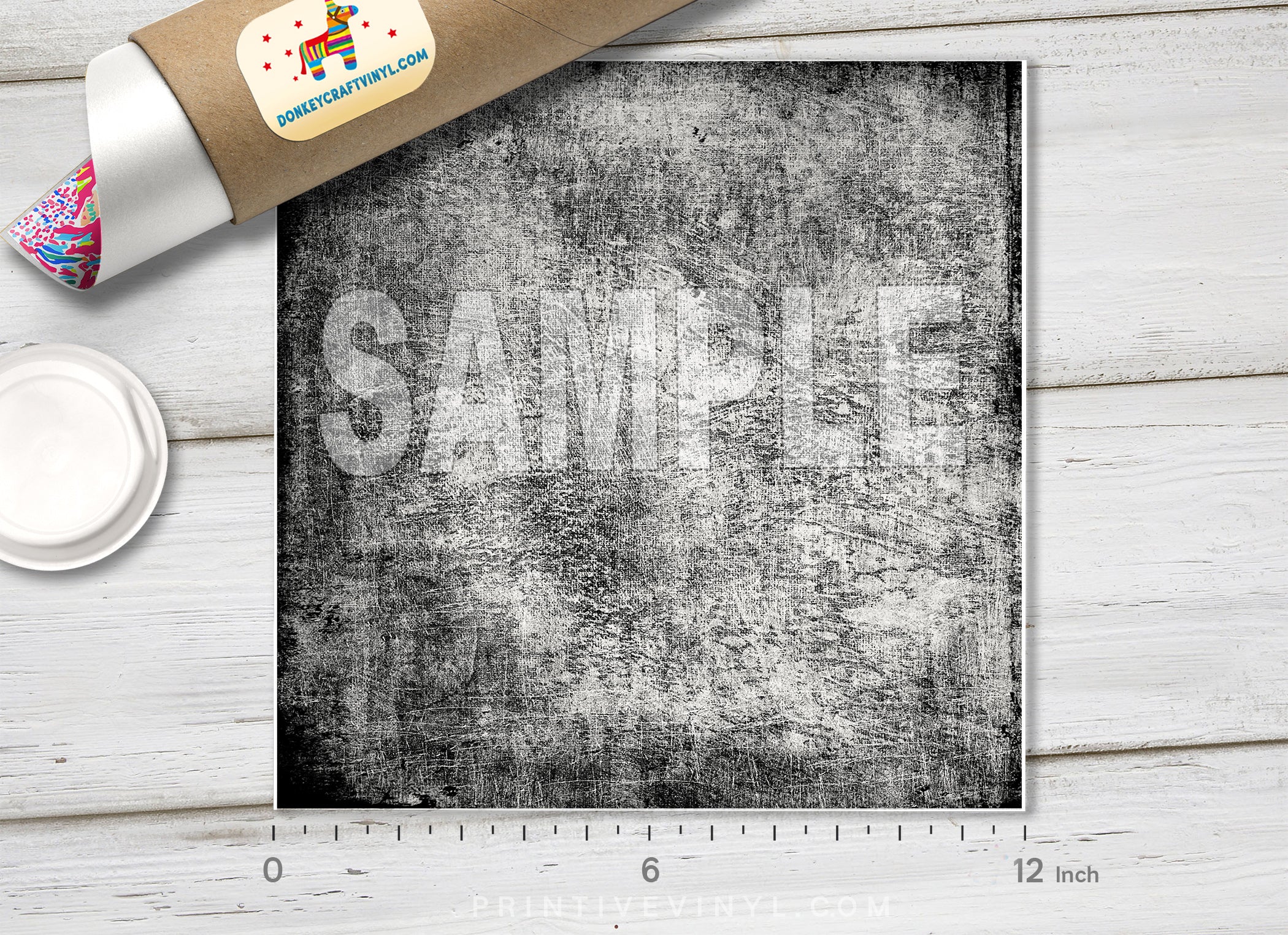 Black and White Distressed Grunge Texture Patterned HTV 1446 - Donkey Craft Vinyl